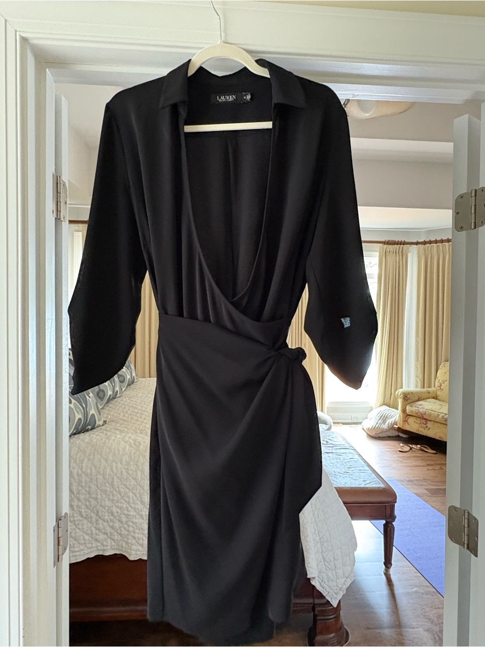 Ralph Lauren Black Wrap-Style Midi Dress